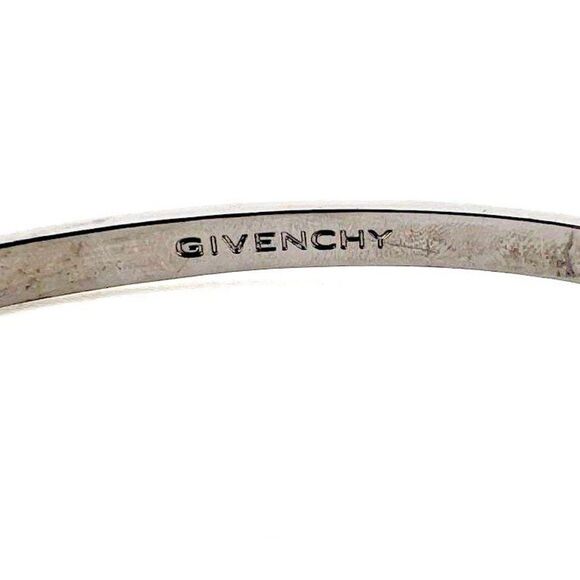 GIVENCHY Multi-Color Pastel Crystal Gun Metal Hinged Bangle Bracelet | Size 7 - Picture 3 of 5